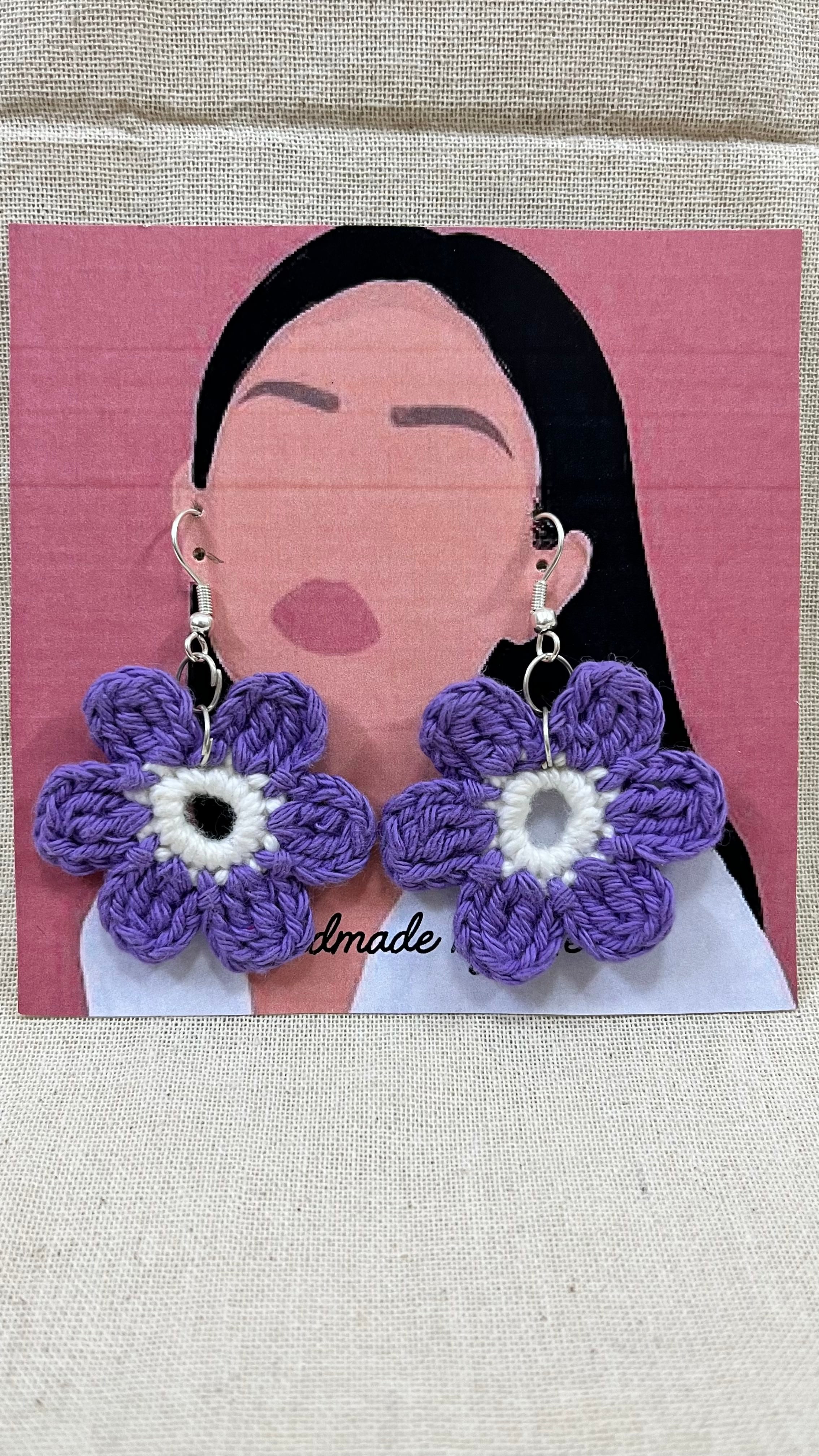 Purple/White Crotched Earring