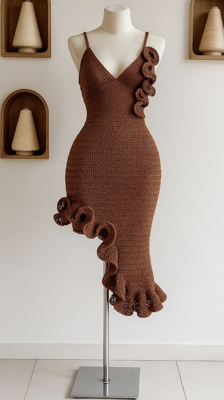 Brown Mid Length Dress